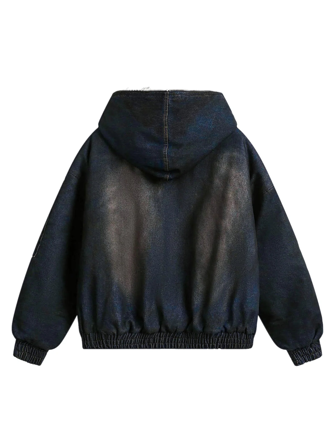 Washed Denim Fur Hooded Jacket