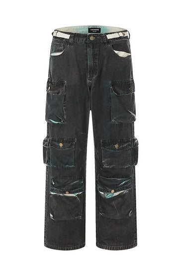 Washed Multi Pocket Loose Jeans