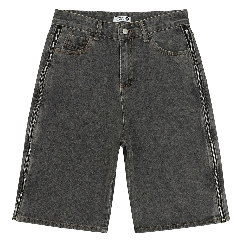 Retro Double Zipper Jean Shorts