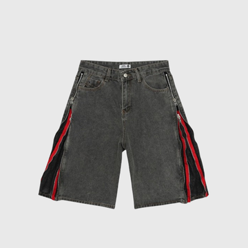 Retro Double Zipper Jean Shorts