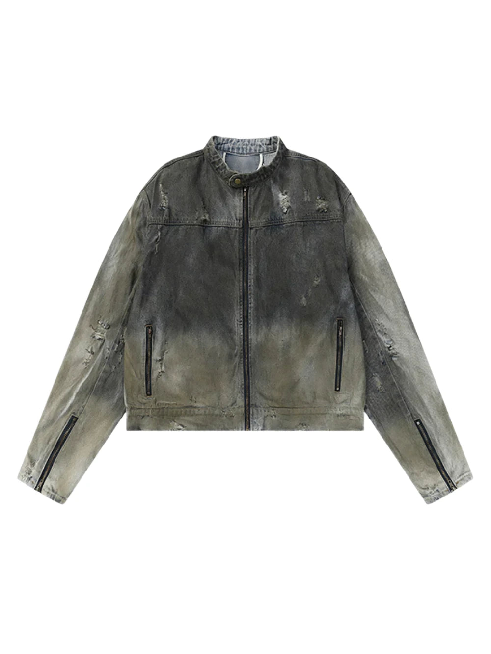 Heavy Duty Biker Washed Denim Jacket