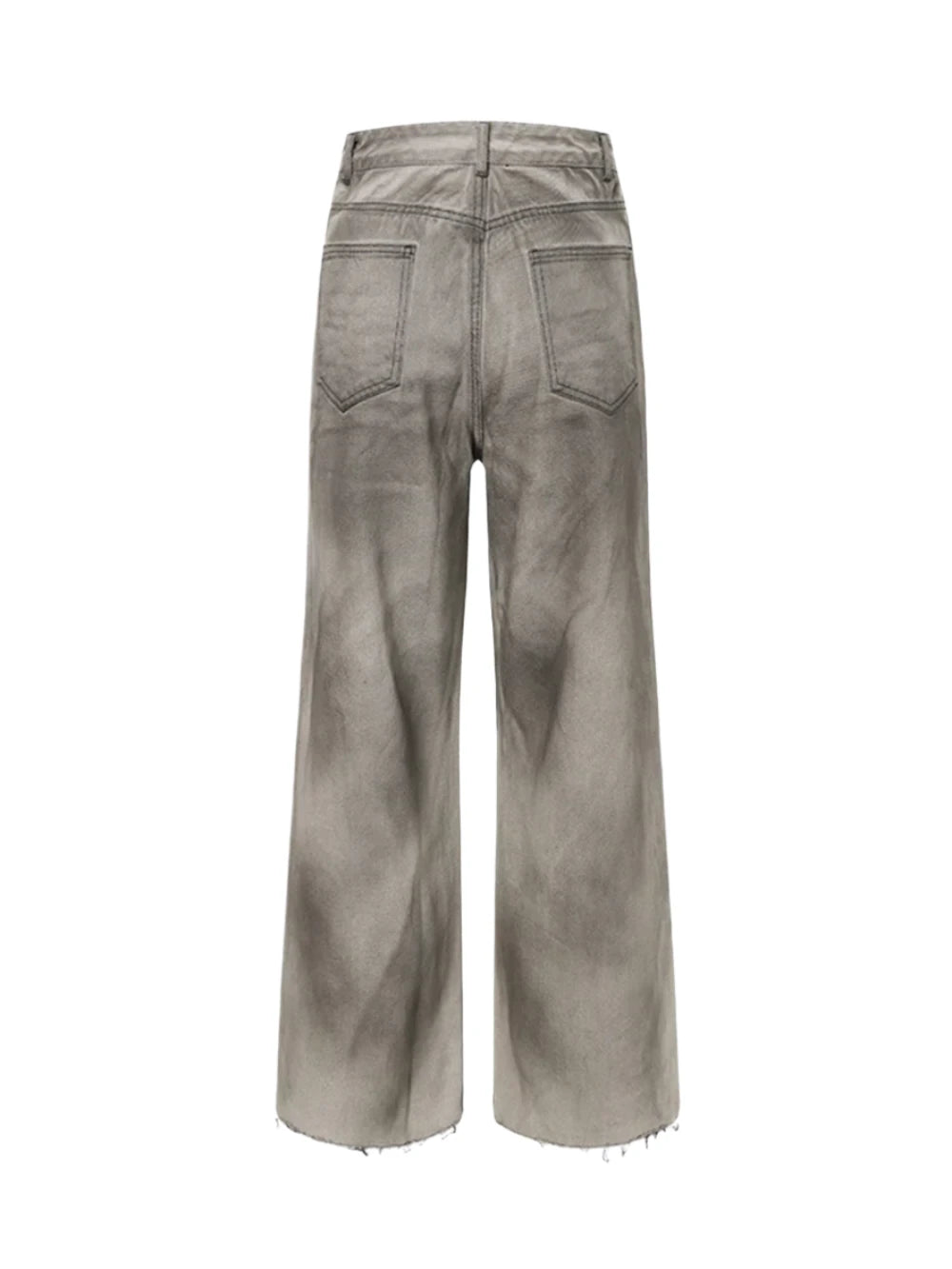 Washed Distress Straight Leg Denim