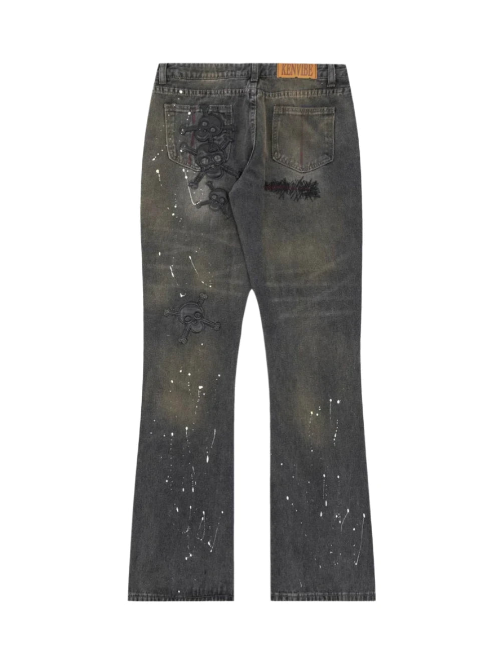 Skull Slash Flared Jeans