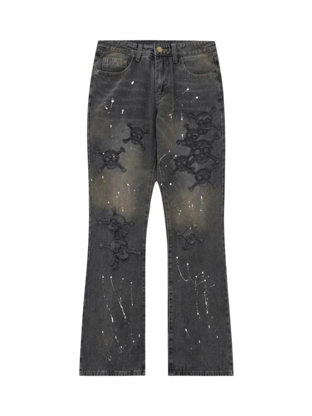 Skull Slash Flared Jeans