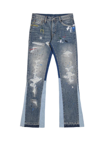 Splashing Ink Patchwork Jeans