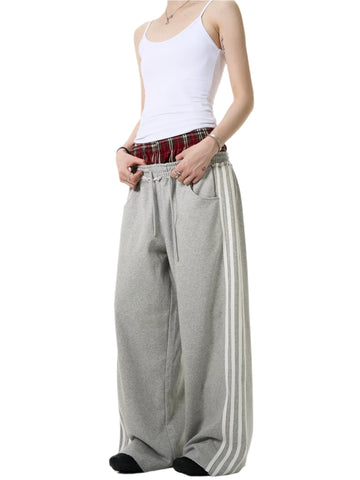 Double Waist Plaid Sweatpants