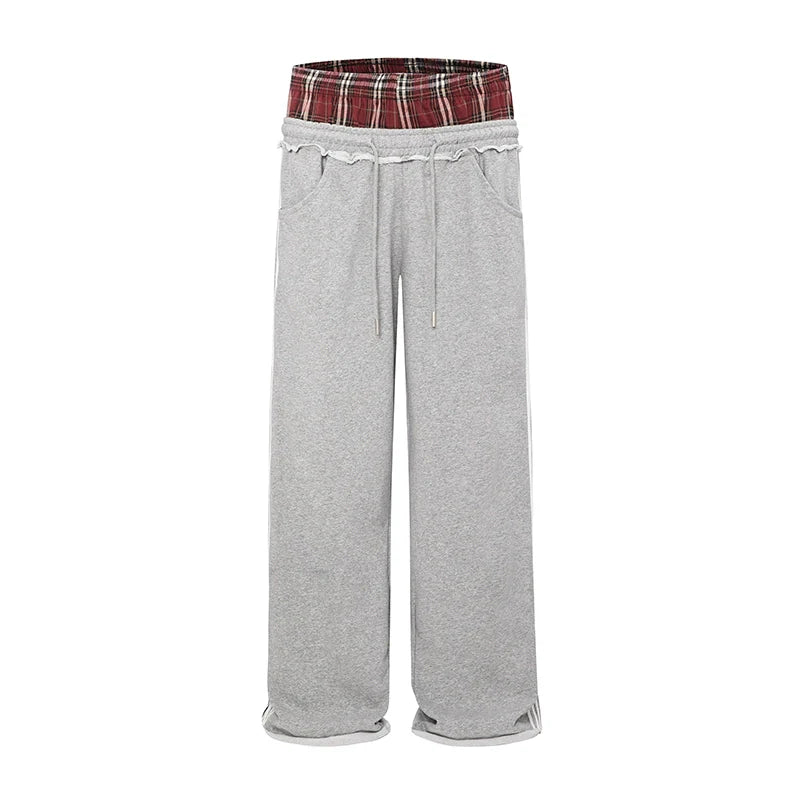 Double Waist Plaid Sweatpants