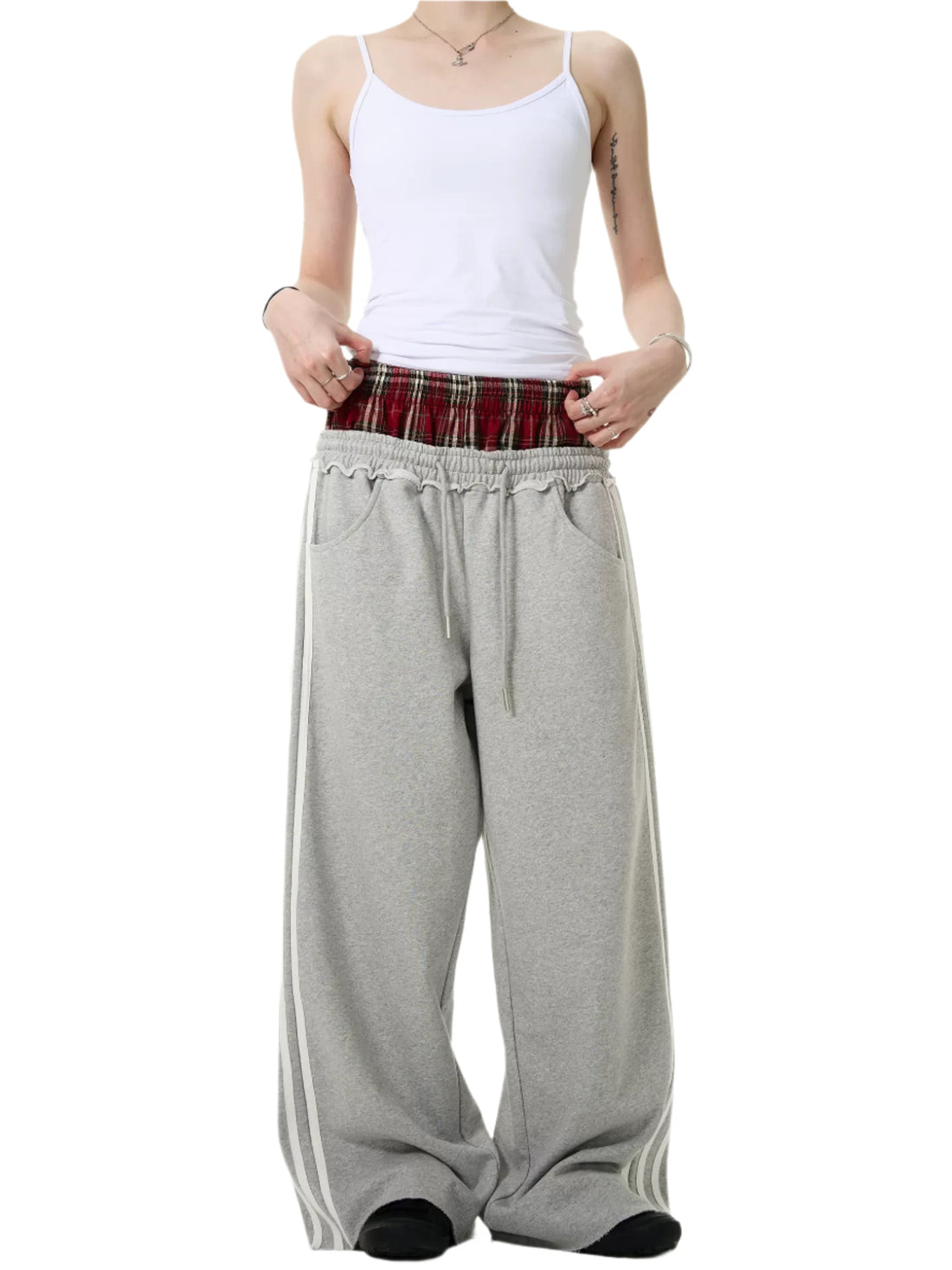 Double Waist Plaid Sweatpants