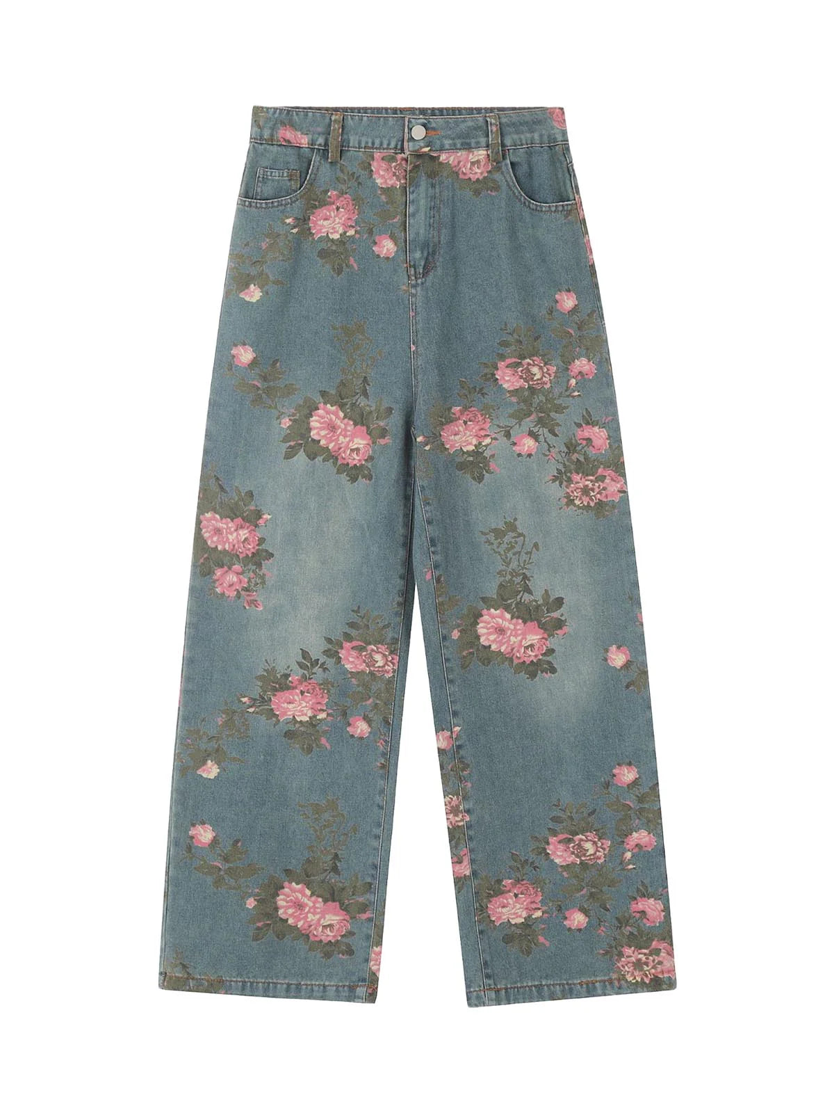 Blossom Print Straight Jeans