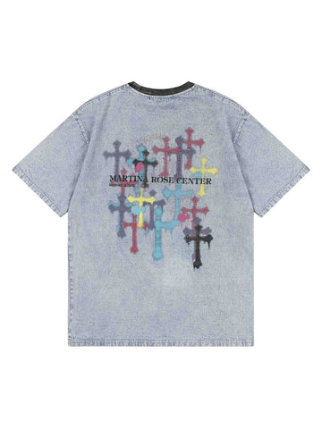 Heavyweight Embroidery Cross T-shirt