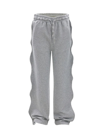 High Street Solid Color Simple Twisted Cuffed Casual Sweatpants