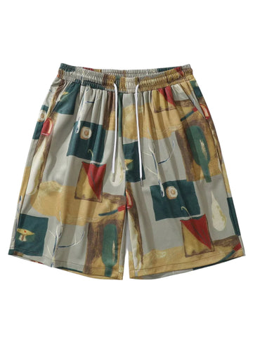 Oil Painting Drawstring Shorts